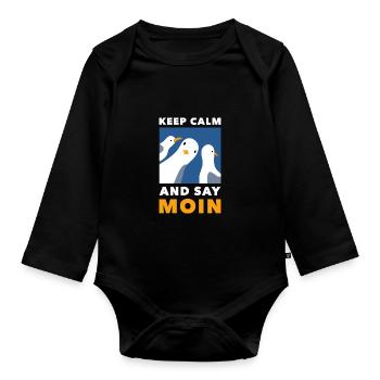 Moin Nordsee Hamburg Northern Germany Gift - Organic Longsleeve Baby Bodysuit - black - Front