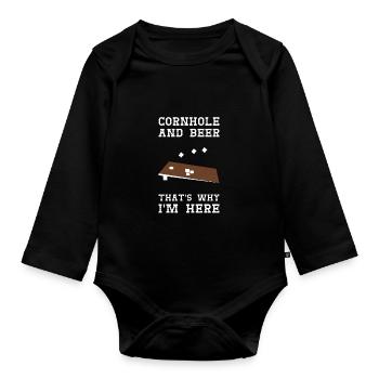 Cornhole Beanbag Geschenk - Baby Bio-Langarm-Body - Schwarz - Vorne