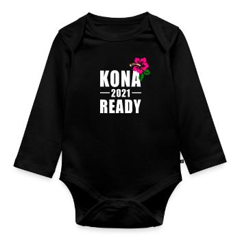 KONA 2021 READY - TRIATHLON HAWAII - Body Bébé bio manches longues - noir - Devant