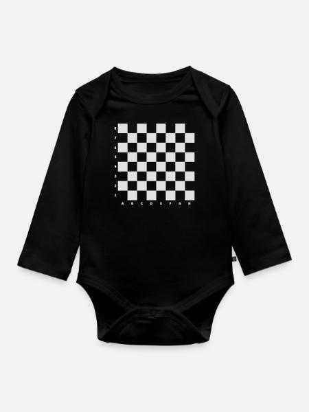 Schachbrett - Baby Bio-Langarm-Body - Schwarz