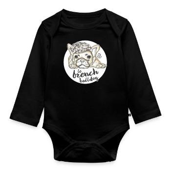 French Bulldog - Body Bébé bio manches longues - noir - Devant