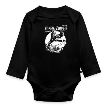 Zonen Zombie Supporter, Design von Mondwinkel - Baby Bio-Langarm-Body - Schwarz - Vorne