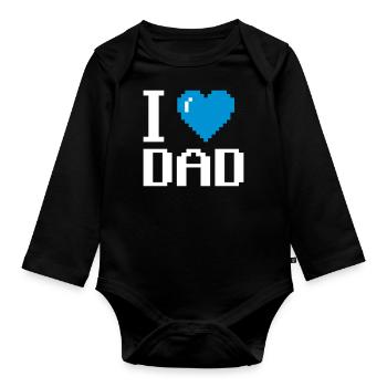 I Love My Dad Pixel vatertag - Baby Bio-Langarm-Body - Schwarz - Vorne