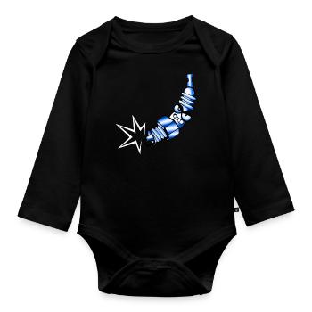 Spark plug comic blue - Organic Longsleeve Baby Bodysuit - black - Front