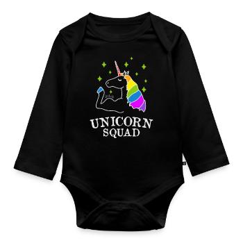 Unicorn Squad - gym fitness - Organic Longsleeve Baby Bodysuit - black - Front
