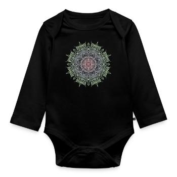 Mandala - Organic Longsleeve Baby Bodysuit - black - Front
