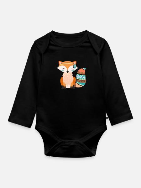 tribal Fuchs - Baby Bio-Langarm-Body - Schwarz