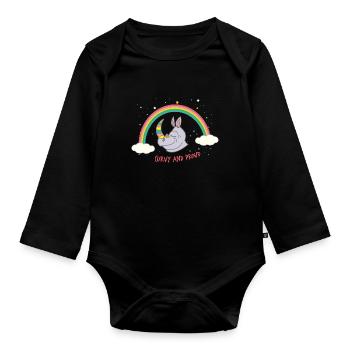 Curvy and Proud Rhino - Organic Longsleeve Baby Bodysuit - black - Front