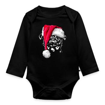 Petit Brabancon with hatches Christmas - Organic Longsleeve Baby Bodysuit - black - Front
