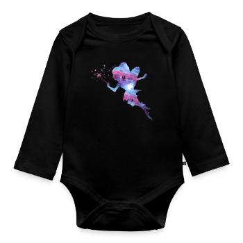 Fee Silhouette gute Fee Elfe Geschenk Märchen - Baby Bio-Langarm-Body - Schwarz - Vorne