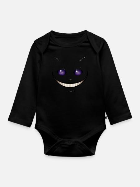 Cheshire Katze - Baby Bio-Langarm-Body - Schwarz