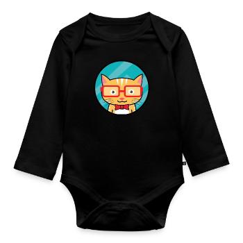 Eyewear Cat Shirt & Gift - Organic Longsleeve Baby Bodysuit - black - Front