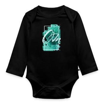 Om gift color splash relaxation meditation yoga - Organic Longsleeve Baby Bodysuit - black - Front