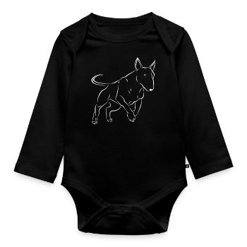 Bull Terrier Dog - Organic Longsleeve Baby Bodysuit - black - Front