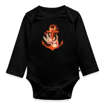 T-shirt d'ancre - Body Bébé bio manches longues - noir - Devant