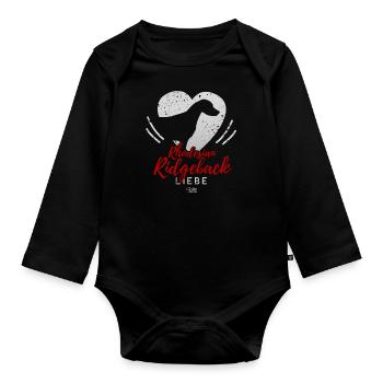 Rhodesian Ridgeback Liebe mit Herz - Baby Bio-Langarm-Body - Schwarz - Vorne