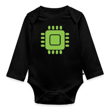 chip. - Baby Bio-Langarm-Body - Schwarz - Vorne