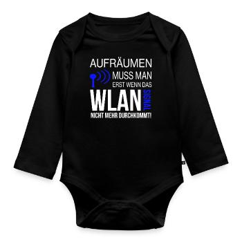 INTERNET GEEK ELTERN KINDER SPRUCH GESCHENK LUSTIG - Baby Bio-Langarm-Body - Schwarz - Vorne