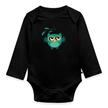 Suesse Eule - Baby Bio-Langarm-Body - Schwarz - Vorne