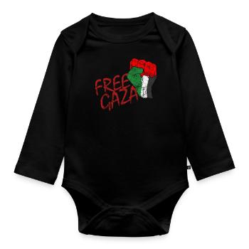 Libérez la Palestine Libérez la Liberté Palestine - Body Bébé bio manches longues - noir - Devant