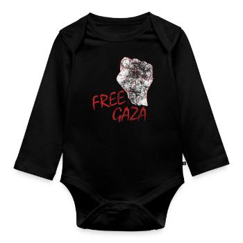 Free Gaza Free Palestine Save Freiheit Palestina - Baby Bio-Langarm-Body - Schwarz - Vorne