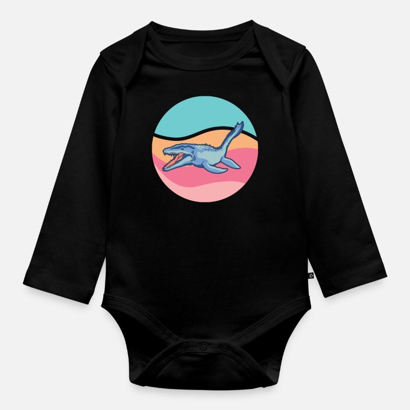 Tylosaurus Dinosaurier Raubtier des Meeres - Baby Bio-Langarm-Body - Schwarz