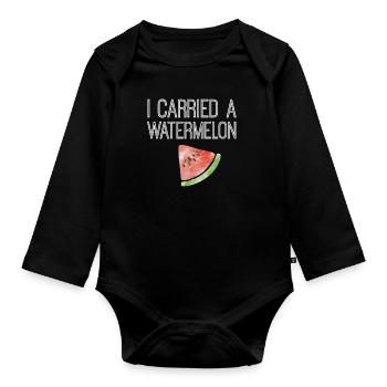 I carried a watermelon - Body Bébé bio manches longues - noir - Devant