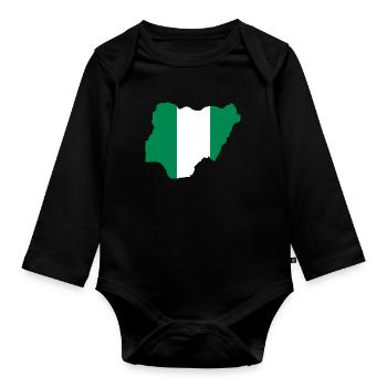 Nigeria T-Shirt - Baby Bio-Langarm-Body - Schwarz - Vorne