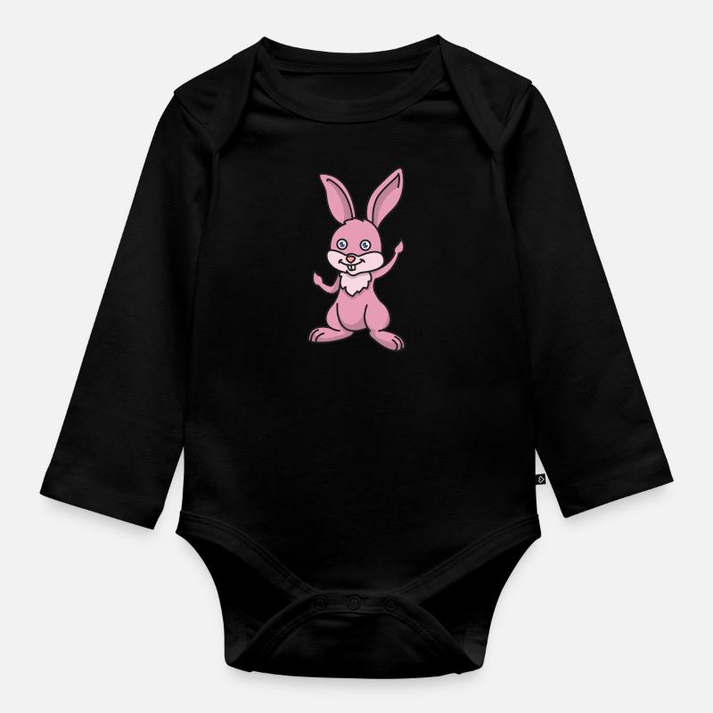 Rabbit Hase Häschen - Baby Bio-Langarm-Body - Schwarz
