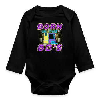 Born in the 80s 80s retro 1980 - Organic Longsleeve Baby Bodysuit - black - Front