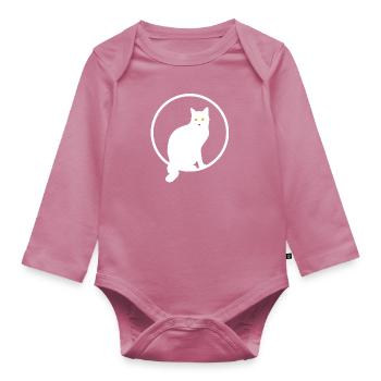 Cat outlines - Organic Longsleeve Baby Bodysuit - mauve - Front