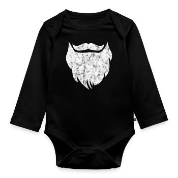 Bart Schnurrbart Hipster Barthaare - Baby Bio-Langarm-Body - Schwarz - Vorne