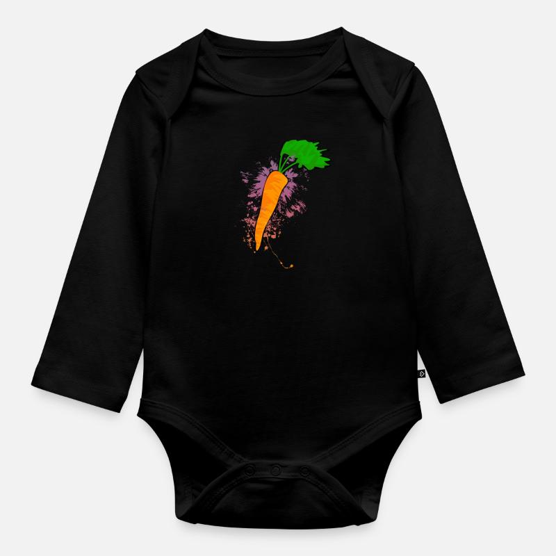 Möhren Farbexplosion - Baby Bio-Langarm-Body - Schwarz