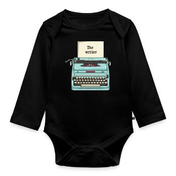 Typewriter - writer - Organic Longsleeve Baby Bodysuit - black - Front