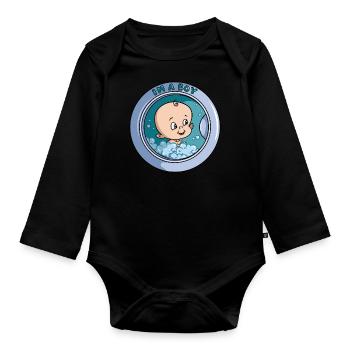 Ich bin ein Junge - Waschmaschine - Baby Bio-Langarm-Body - Schwarz - Vorne