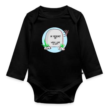 in memory of when i give a sh * t - Organic Longsleeve Baby Bodysuit - black - Front
