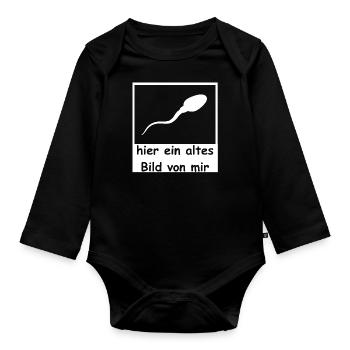 Spermie hier altes Bild von mir lustig witzig - Baby Bio-Langarm-Body - Schwarz - Vorne