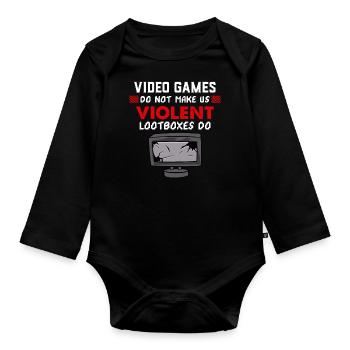 Video Games against Loot Boxing gaming gift shirt - Organic Longsleeve Baby Bodysuit - black - Front