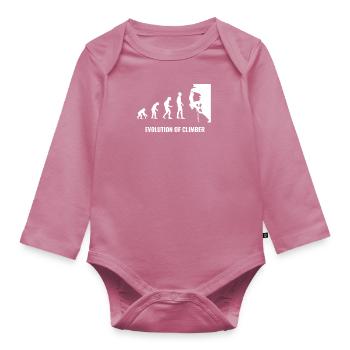 Klettern Sport Felsen Berg Natur Evolution weiss - Baby Bio-Langarm-Body - Mauve - Vorne