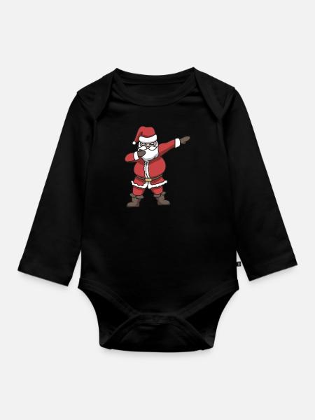 Santa dabbing cadeau Kerstdans - Baby bio-rompertje met lange mouwen - zwart