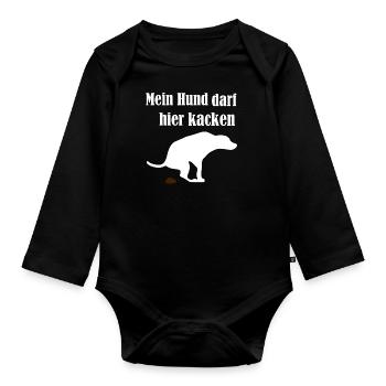 Mon chien peut chier ici | Chien défait - Body Bébé bio manches longues - noir - Devant