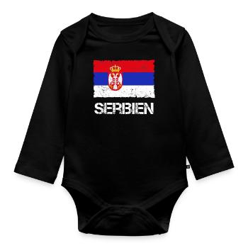 Serbien - Baby Bio-Langarm-Body - Schwarz - Vorne