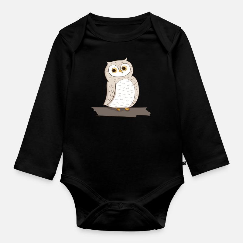 Vogel Eule - Baby Bio-Langarm-Body - Schwarz