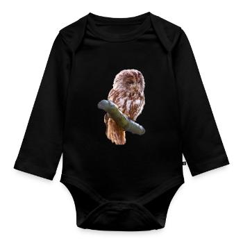 hibou - Body Bébé bio manches longues - noir - Devant