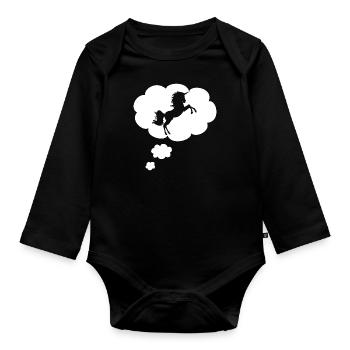Licorne dans la bulle de pensée - Body Bébé bio manches longues - noir - Devant