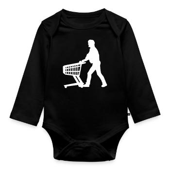 Panier Shopping Panier Homme Supermarché - Body Bébé bio manches longues - noir - Devant