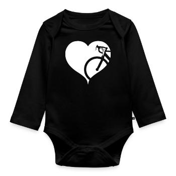 Road bike Cycling Cycling - Organic Longsleeve Baby Bodysuit - black - Front