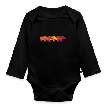 Mammut Mammute Elefant Elefanten Retro Geschenk - Baby Bio-Langarm-Body - Schwarz - Vorne