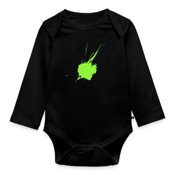 Color blot neon green - Organic Longsleeve Baby Bodysuit - black - Front