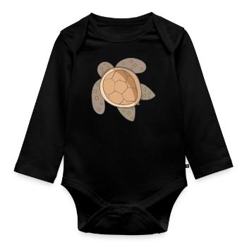 Tortue aquatique - Body Bébé bio manches longues - noir - Devant